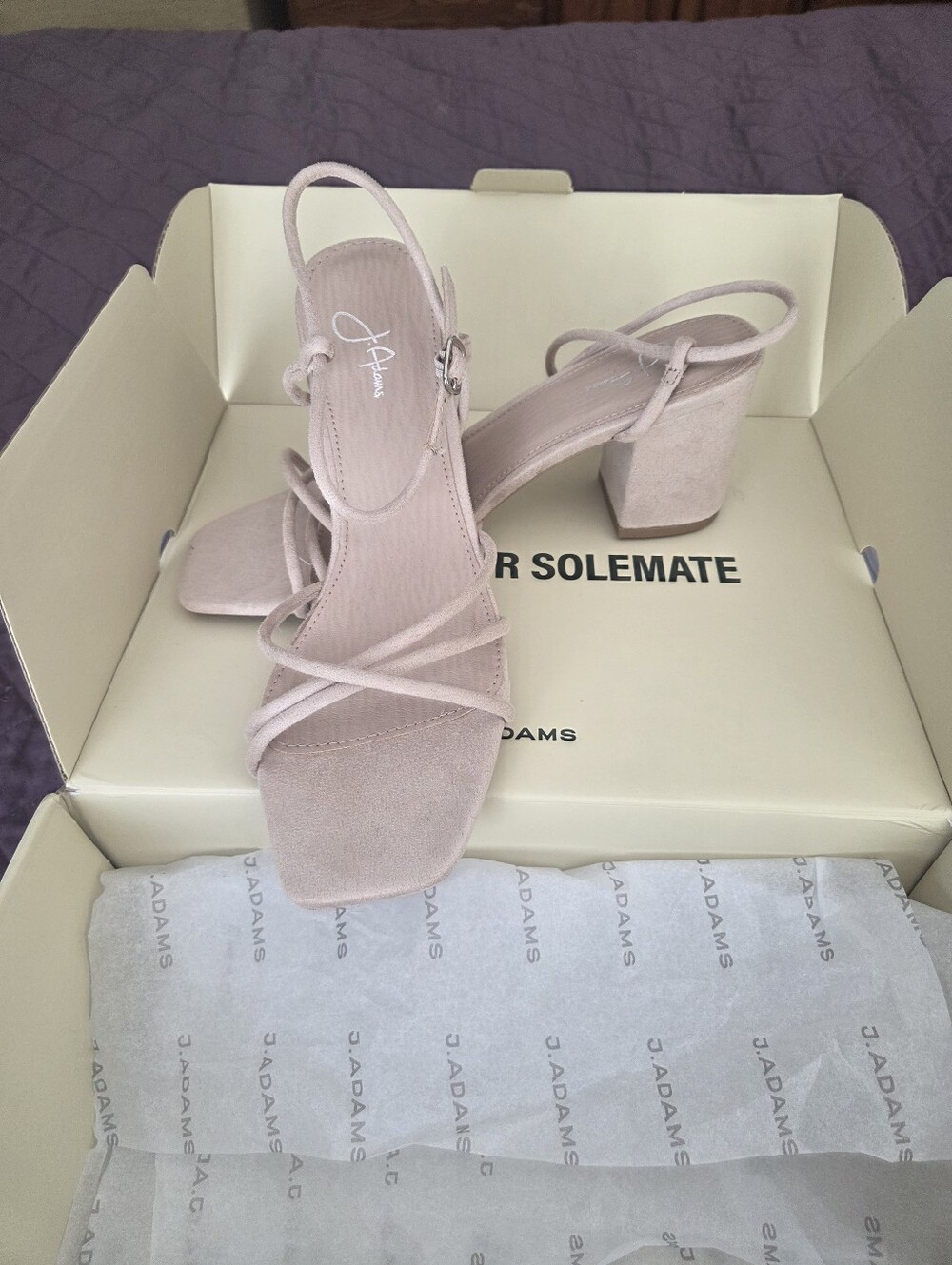 J. Adams Pale Pink Strappy Camila Block Heel Sandals